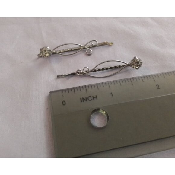Vintage Silver Tone Hairpins With Crystal Accents - Picture 2 of 3